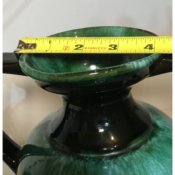 Blue Mountain Pottery Vase BMP Green Drip Glaze Double Handled MCM 12" Vintage - Picture 10 of 11